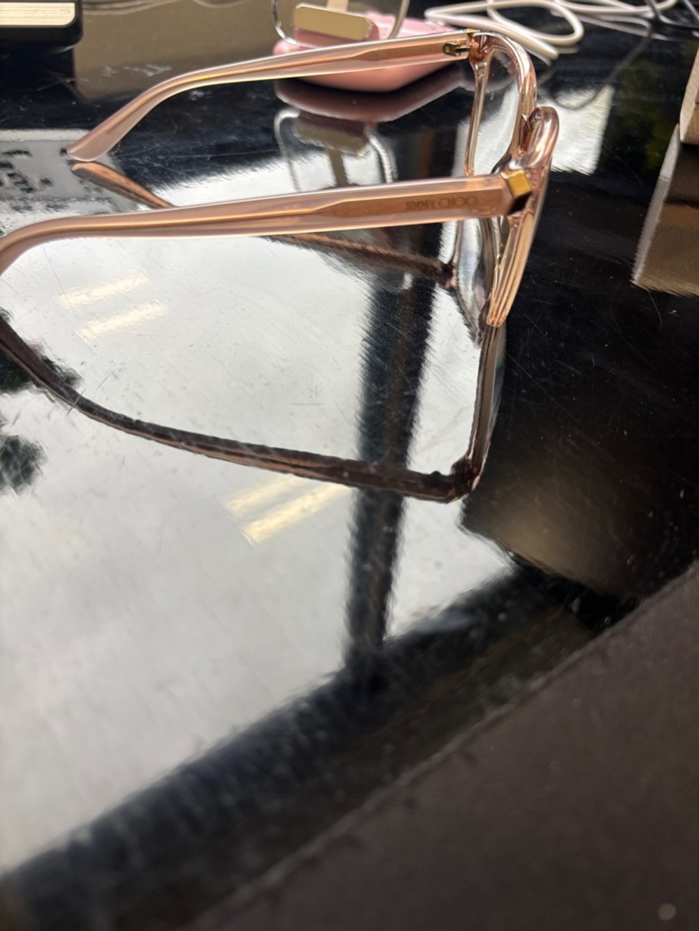 Jimmy Choo Translucent Light Pink Cat-Eye Glasses - Picture 4 of 8